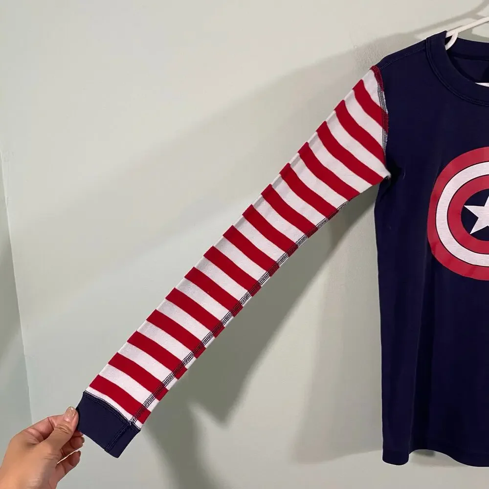 Hanna Andersson Captain America Shield Pajamas Top Size 12